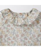 Blouse en Coton motif Liberty blanc/beige