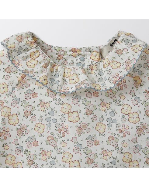 Blouse en Coton motif Liberty blanc/beige