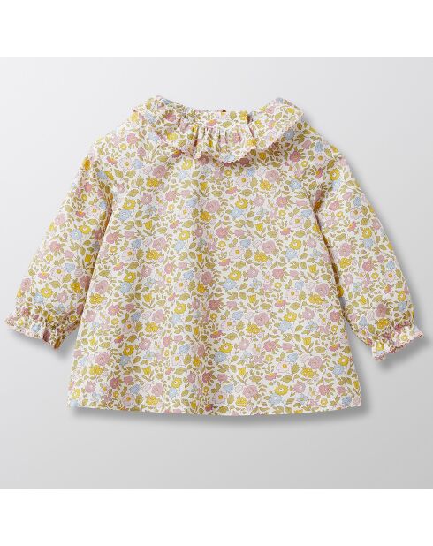 Geel/beige katoenen blouse met Liberty-patroon