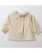 Blouse en Coton motif Liberty jaune/beige