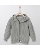 Gilet en Maille mélangée à capuche gris clair chiné