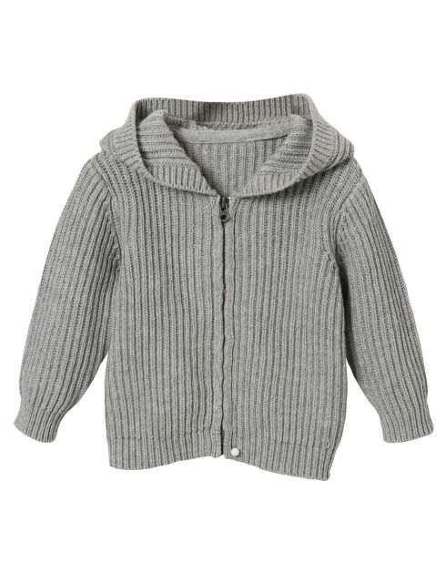 Gilet en Maille mélangée à capuche gris clair chiné