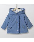 Manteau paletot en Toile enduite intérieur fourré bleu moyen