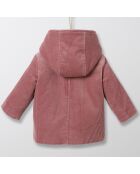 Manteau en Velours côtelé intérieur fourré vieux rose