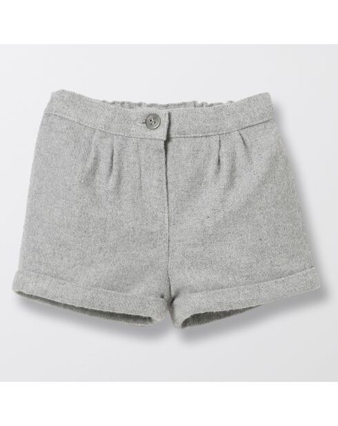 Short en Laine mélangée gris moyen chiné