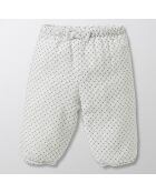 Pantalon boule en Gaze de Coton blanc/bleu foncé