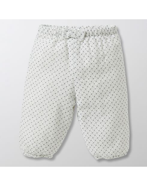 Pantalon boule en Gaze de Coton blanc/bleu foncé