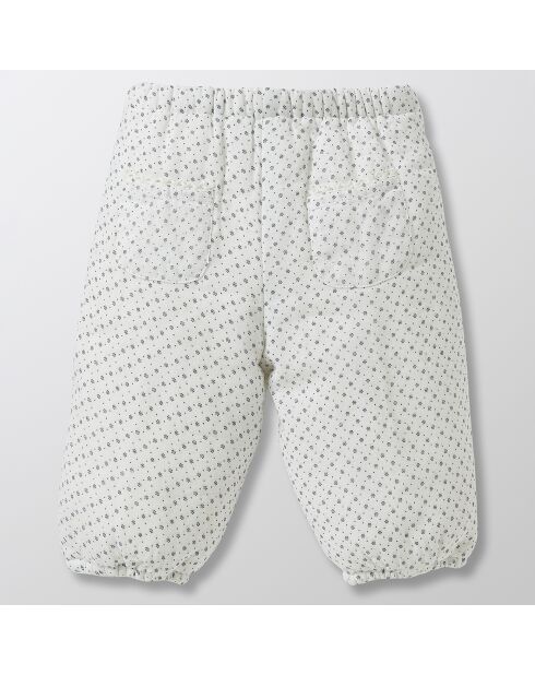 Pantalon boule en Gaze de Coton blanc/bleu foncé