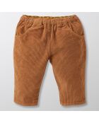 Pantalon boule en Velours côtelé marron caramel