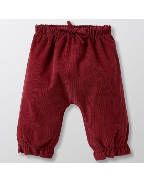 Pantalon sarouel en Velours côtelé fin bordeaux