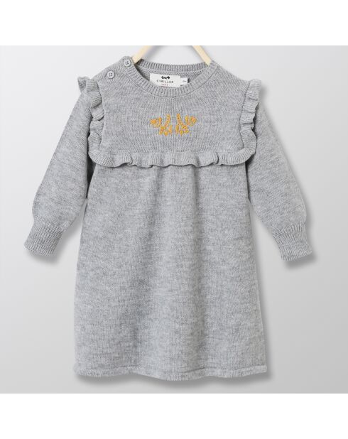 Robe en Maille mélangée tricot gris moyen chiné