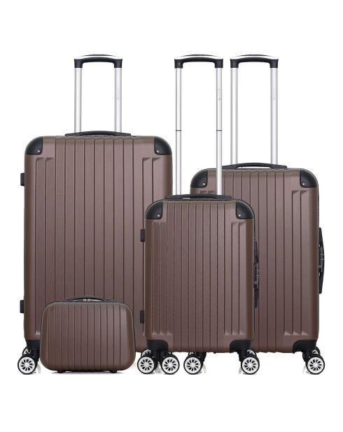 3 Valises 4 roues doubles 75/65/55 cm & Vanity Tage-C  marron
