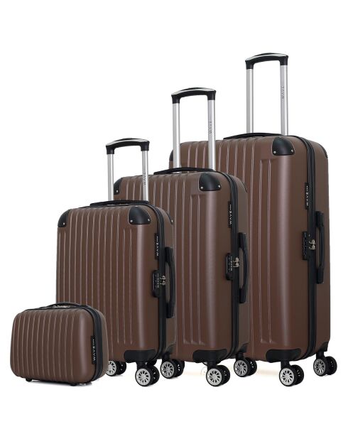 3 Valises 4 roues doubles 75/65/55 cm & Vanity Tage-C  marron