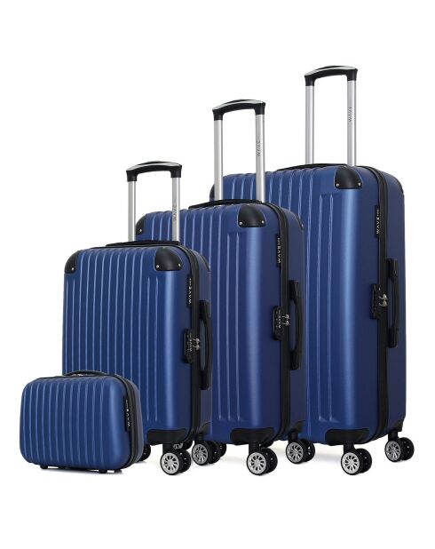 3 Valises 4 roues doubles 75/65/55 cm & Vanity Tage-C  bleu marine