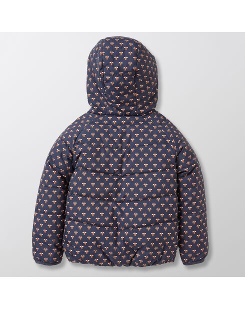 Doudoune réversible imprimée à capuche bleu foncé