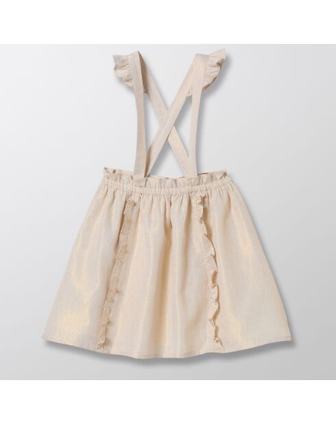 Gonna in cotone iridescente con spalline rimovibili in giallo chiaro