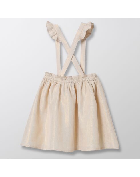 Gonna in cotone iridescente con spalline rimovibili in giallo chiaro