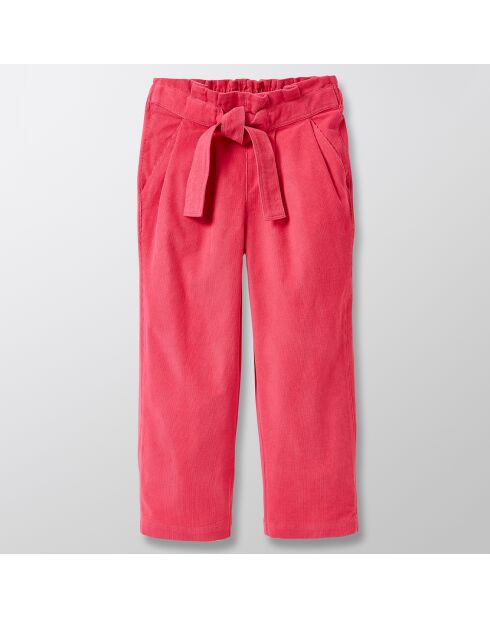 Pantalon en Velours de coton côtelé rose vif