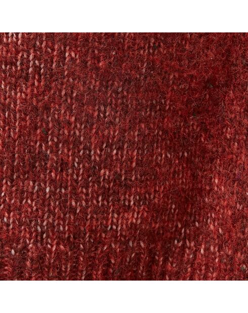 Gilet long en Maille mélangée col châle rouge marron