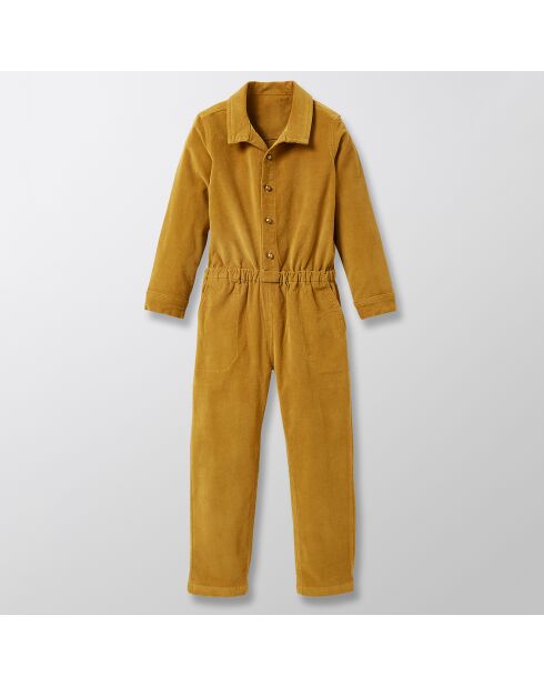 Tuta in velluto di cotone giallo senape