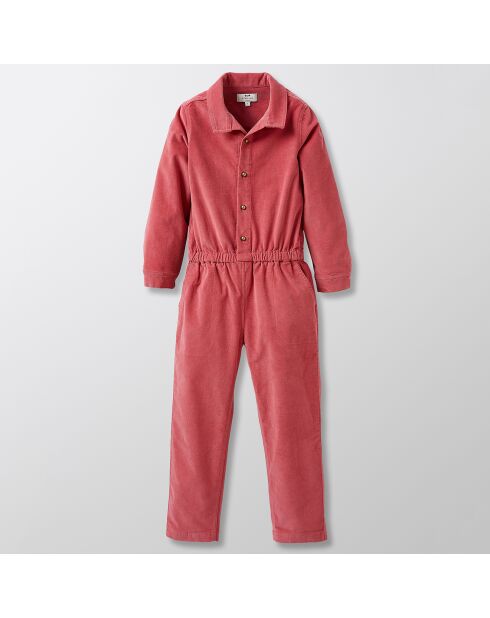 Tuta rosa media in velluto di cotone