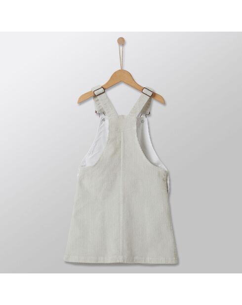 Robe salopette en Velours côtelé de coton Lisa blanche