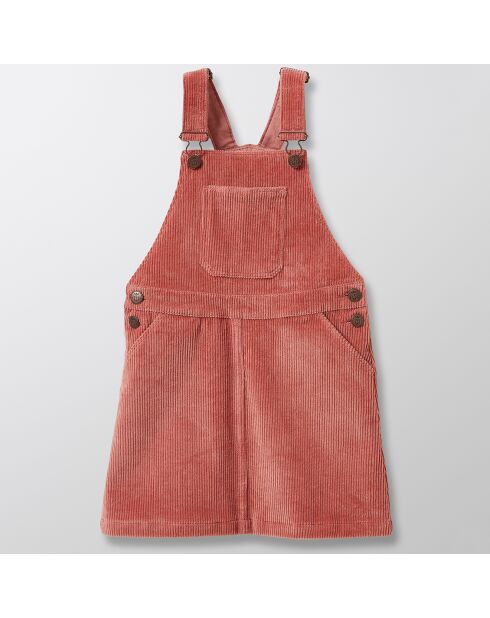 Robe salopette en Velours côtelé de coton Lisa rose moyen