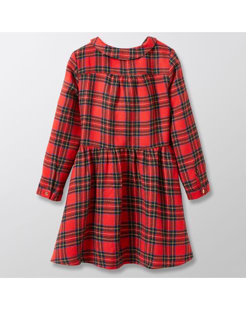 Robe chemise en Laine mélangée à carreaux rouge