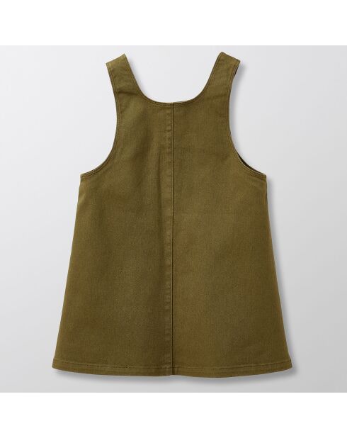 Robe chasuble en Toile de coton vert kaki