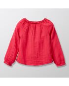 Chemise en Coton col dentelle rose fuchsia