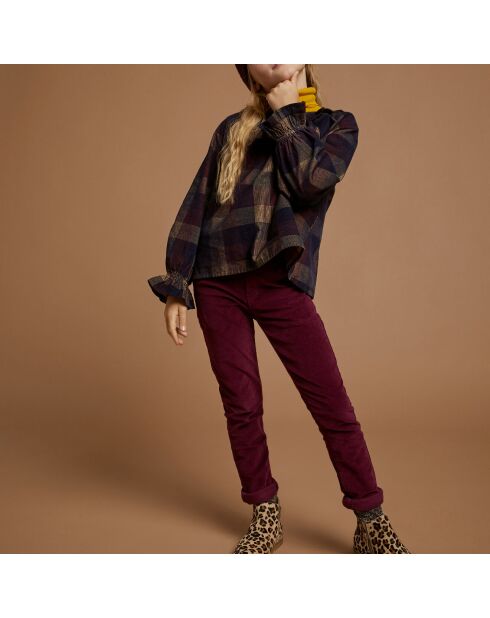 Tunique en Coton épais à carreaux bleu foncé/marron