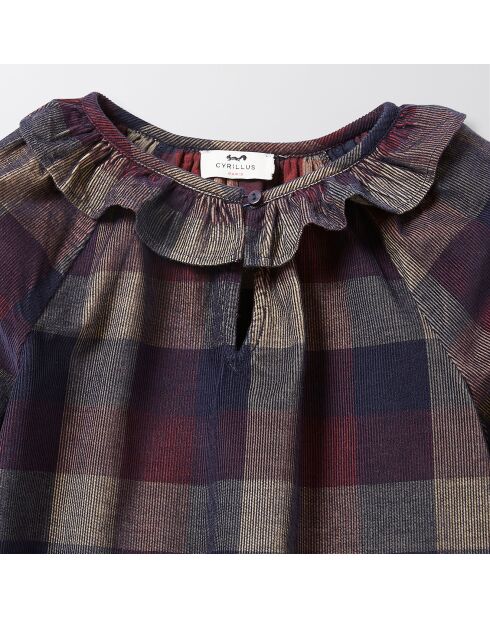 Tunique en Coton épais à carreaux bleu foncé/marron