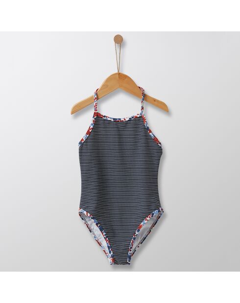 Maillot de bain 1 pièce rayé bleu moyen