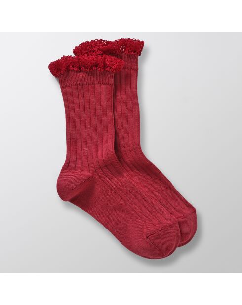 Calze in pizzo rosso scuro