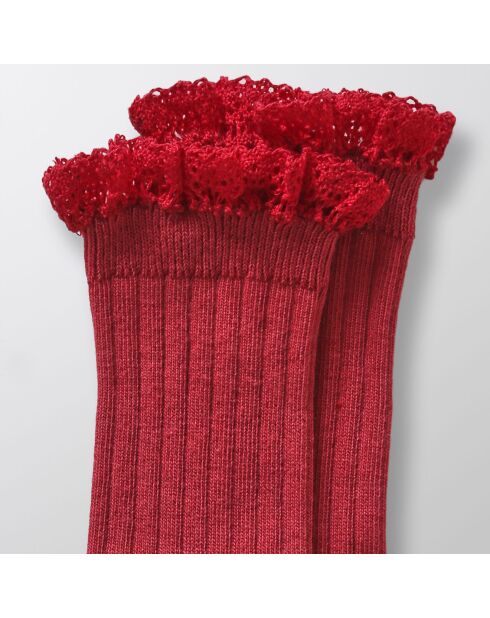 Calze in pizzo rosso scuro