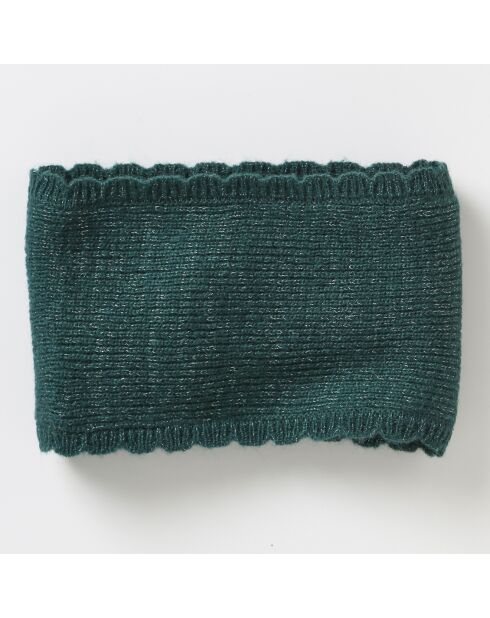 Snood en Laine & Mohair mélangés point mousse vert foncé