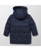 Doudoune longue doublure fausse fourrure bleu foncé