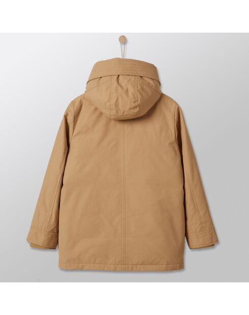 Parka chaude déperlante à capuche beige moyen