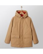 Parka chaude déperlante à capuche beige moyen