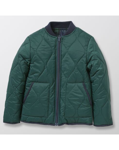 Blouson bombers réversible uni et à carreaux vert