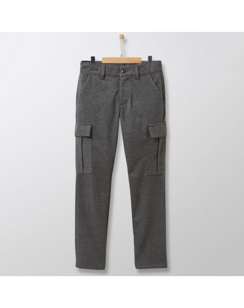 Pantalon cargo en Flanelle gris anthracite