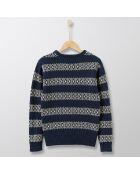 Pull en Laine mélangée jacquard bleu foncé