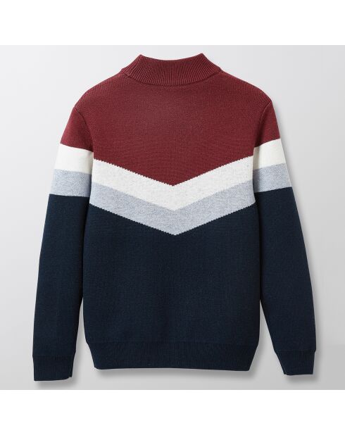 Pull en Maille mélangée bordeaux/gris/bleu nuit