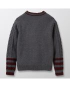 Pull en Laine mélangée anthracite/bordeaux/crème