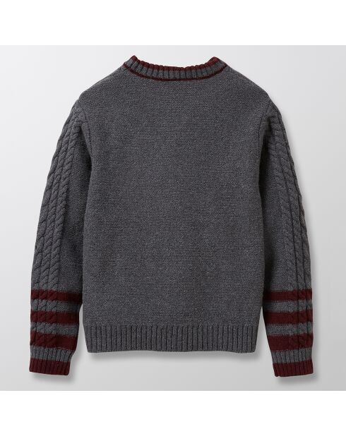 Pull en Laine mélangée anthracite/bordeaux/crème