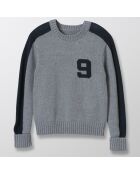 Pull en Maille mélangée Intarsia gris moyen chiné