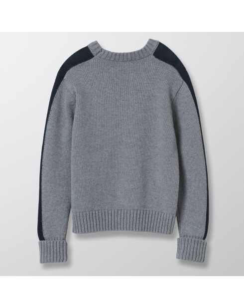 Pull en Maille mélangée Intarsia gris moyen chiné