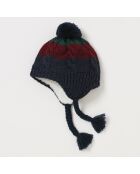 Bonnet péruvien en Laine mélangée doublé polaire marine/bordeaux