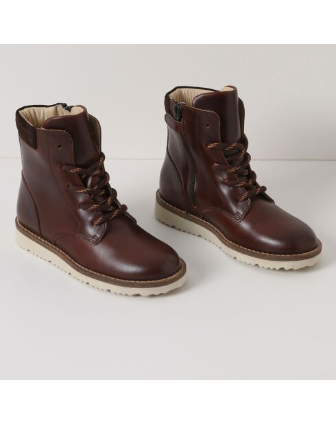 Bottines en croûte de Cuir marron foncé