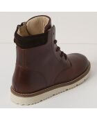 Bottines en croûte de Cuir marron foncé